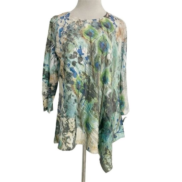 Jess & Jane Size Large  Top Shirt Abstract Colorful Art to Wear - Picture 1 of 6